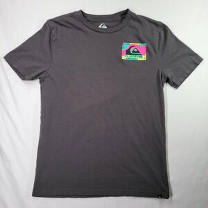 Quicksilver T Shirt Youth Boys Size Large 14/16 Color Flow Gray  Graphic Print